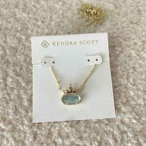 Kendra Scott Gold Necklace Disney Princess Elisa in color light blue.